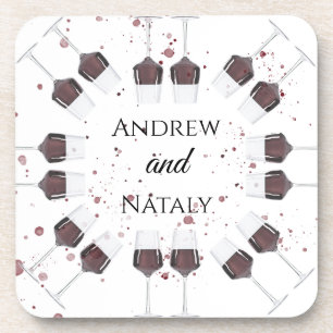 Watercolor wine party coaster