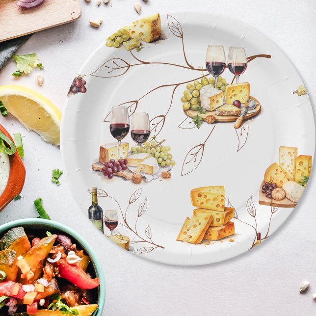 Watercolor Wine Pattern Paper Plate (Creator Uploaded)