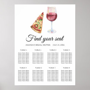Watercolor Wine & Pizza Wedding seating chart