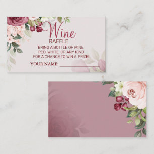 Watercolor  Wine raffle ticket Bridal Shower card