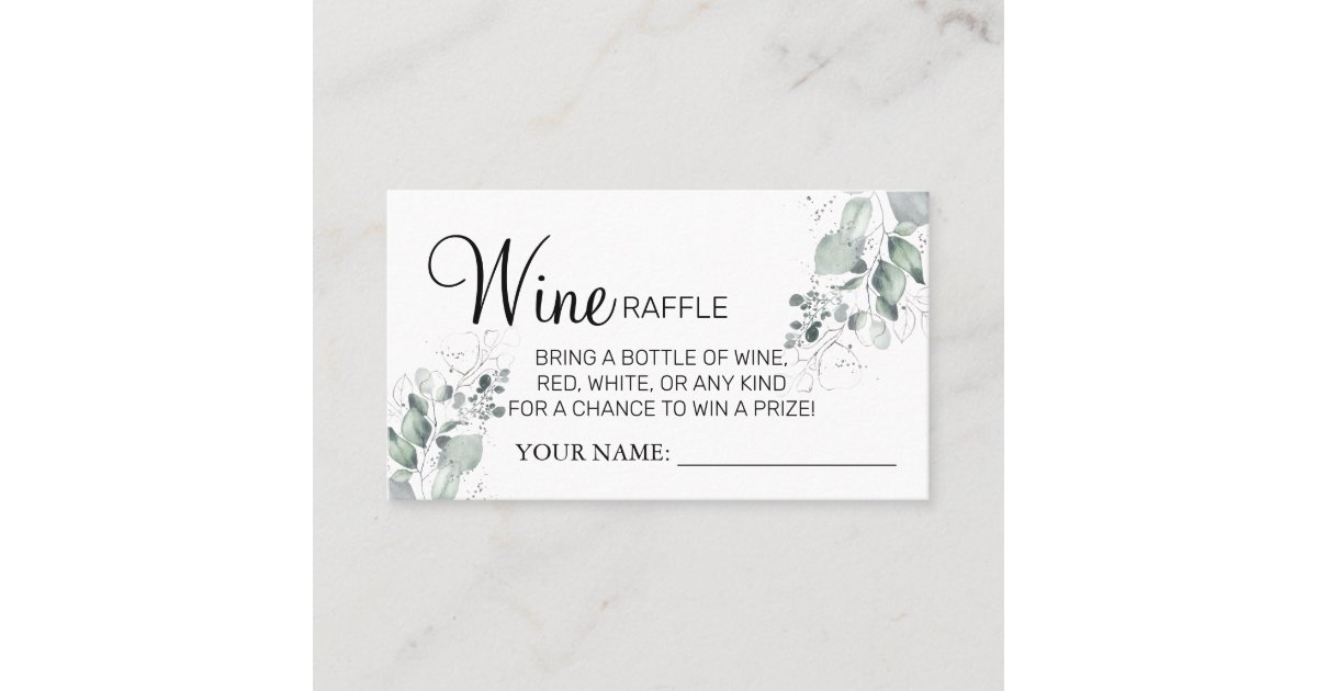 Watercolor Wine raffle ticket Bridal Shower card Zazzle
