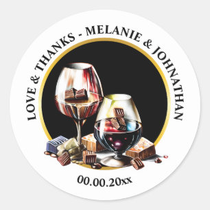 Watercolor wine tasting pairing chocolate country classic round sticker