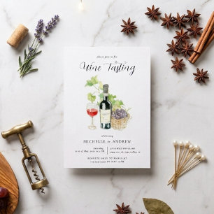 Watercolor Wine Tasting QR Code Wedding Shower Invitation