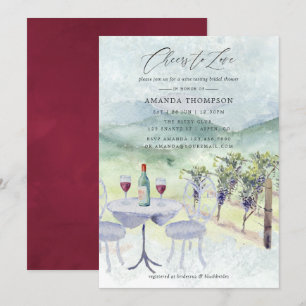 Watercolor Wine Tasting themed Bridal Shower Invitation