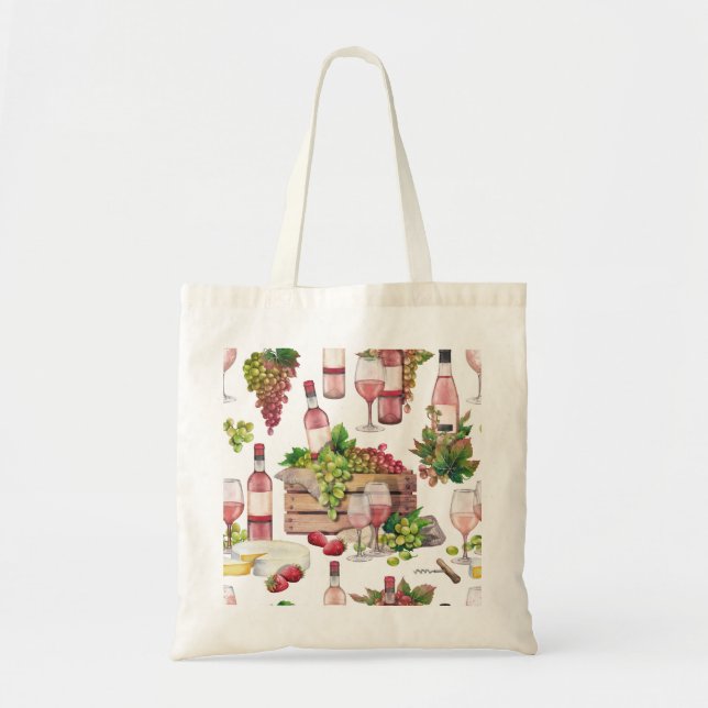 Watercolor Wine Tote Bag (Front)