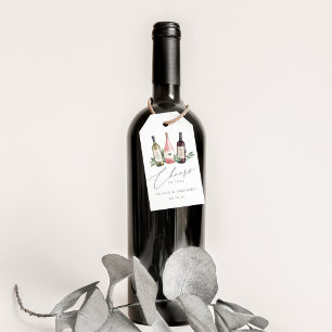 Watercolor Wine Trio Cheers to Love Favour Gift Tags
