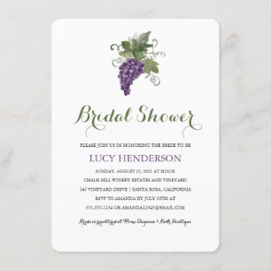 Watercolor Wine Vineyard   Bridal Shower Invitation