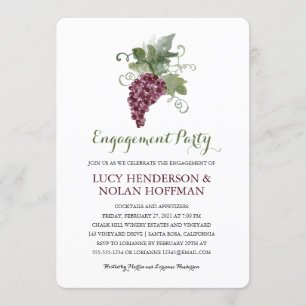 Watercolor Wine Vineyard   Engagement Party Invitation