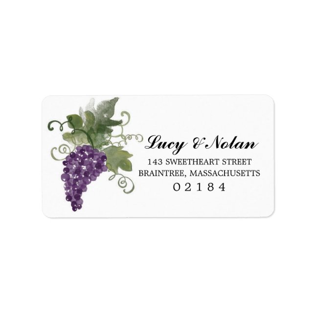 Watercolor Wine Vineyard | Mailing Address Label (Front)