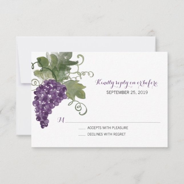 Watercolor Wine Vineyard | Wedding RSVP (Front)