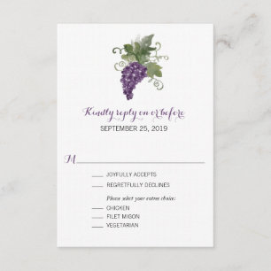 Watercolor Wine Vineyard   Wedding RSVP Card