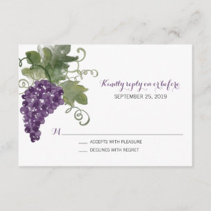 Watercolor Wine Vineyard   Wedding RSVP Card