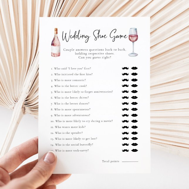 Watercolor Wine Wedding Shoe Bridal Shower Game (Creator Uploaded)
