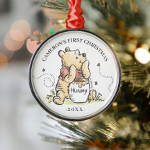 Watercolor Winnie the Pooh | Baby's First Cristmas