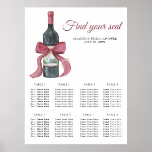 Watercolor Wino before Vows Wedding seating chart