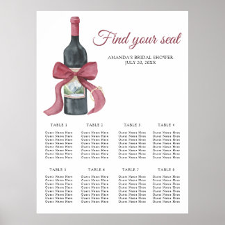 Watercolor Wino before Vows Wedding seating chart