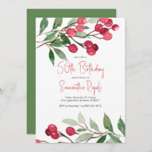 Watercolor Winter 50th Birthday Invitations