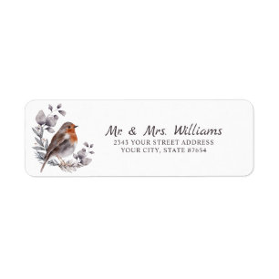 Watercolor Winter American Robin Return Address