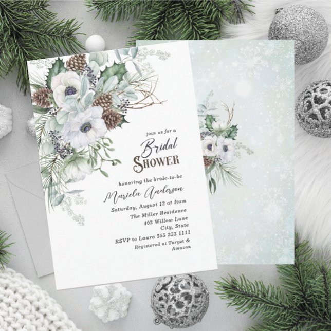  Watercolor Winter Anemones Flowers   Bridal Showe Invitation (Creator Uploaded)