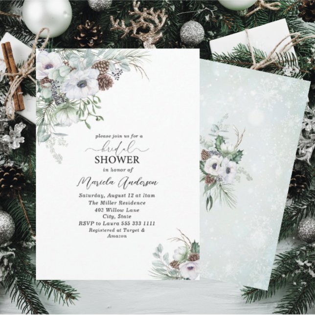  Watercolor Winter Anemones Flowers   Bridal Showe Invitation (Creator Uploaded)