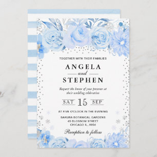 Watercolor Winter Arctic Floral Wedding Invitation