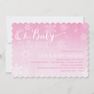 Watercolor Winter Baby Shower Invitation Girl