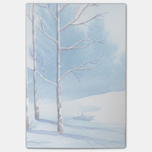 Watercolor Winter Bare Trees Snow Scene Post-it Notes