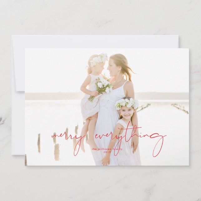 Watercolor Winter Berries and Greenery Holiday Card (Front)