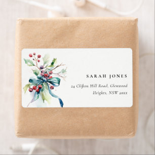 Watercolor Winter Berries Christmas Address