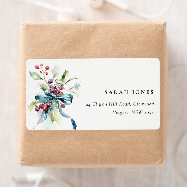 Watercolor Winter Berries Christmas Address (Insitu)