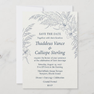 Watercolor Winter Birch & Pine Wedding Invitation 