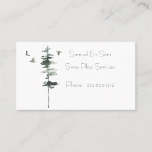 Watercolor Winter Birds and Tree Business Card