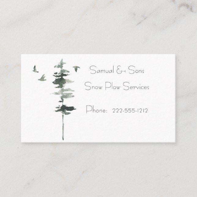 Watercolor Winter Birds and Tree Business Card (Front)