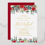 Watercolor Winter Blooms Floral Bat Mitzvah<br><div class="desc">Invite family and friends with this customisable Bat Mitzvah invitation. It features watercolour garlands of red roses, winterberries and poinsettia flowers with pinecones and greenery accents. Personalise by adding names, date, time, venue and other event details. This gold foil invitation is perfect for winter Bat Mitzvahs. Matching items are available....</div>