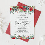Watercolor Winter Blooms Floral Bat Mitzvah Invitation<br><div class="desc">Invite family and friends with this customisable Bat Mitzvah invitation. It features watercolour garlands of red roses, winterberries and poinsettia flowers with pinecones and greenery accents. Personalise by adding names, date, time, venue and other event details. This winter floral invitation is perfect for winter Bat Mitzvahs. Matching items are available....</div>
