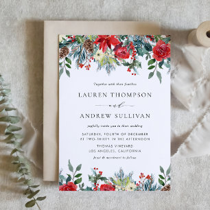 Watercolor Winter Blooms Garland Botanical Wedding Invitation Postcard