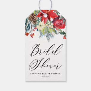 Watercolor Winter Blooms Garland Bridal Shower Gift Tags