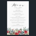 Watercolor Winter Blooms Garland Wedding Menu Card<br><div class="desc">Add a winter accent to your event's tablescape with these customisable menu cards. They feature a watercolour floral garland featuring poinsettia flowers, red roses, pinecones, and greenery. Personalise by adding names and other menu details. These watercolor menu cards are perfect for winter weddings, bridal showers, baby showers, birthdays, and more....</div>