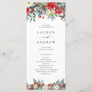 Watercolor Winter Blooms Garland Wedding Programme