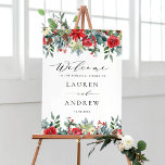 Watercolor Winter Blooms Garlands Rehearsal Dinner Poster<br><div class="desc">Welcome your guests in style with our customisable rehearsal dinner welcome sign, featuring a beautiful watercolor design of poinsettias, winterberries, pine needles, and other winter florals and greenery. This floral rehearsal dinner sign is perfect for winter weddings, this elegant sign captures the essence of the season, bringing a festive yet...</div>