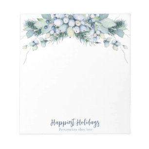 Watercolor Winter Boho Floral Personalized Notepad