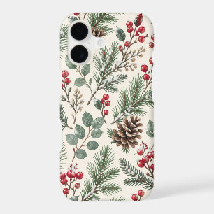 Watercolor Winter Botanical Pine and Berries