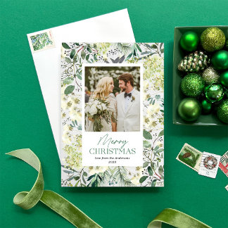 Watercolor Winter Botanicals 1 Photo Frame Holiday Card
