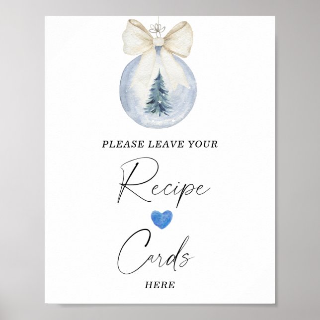 Watercolor winter bubble your recipe card here poster (Front)