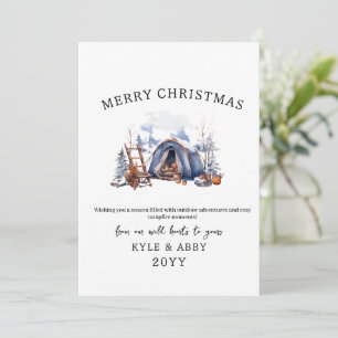 Watercolor Winter Camping Forest Outdoor Christmas Holiday Card