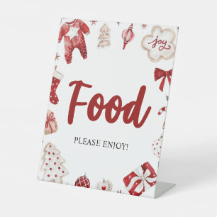Watercolor Winter Christmas Baby Shower Food Sign