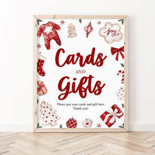 Watercolor Winter Christmas Card and Gifts Sign
