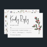 Watercolor Winter Christmas Foliage Wedding  RSVP Card<br><div class="desc">Festive Watercolor Winter Christmas Foliage Wedding RSVP Enclosure Card - design features a variety of botanical winter foliage framing an elegant RSVP template that is easy to customise.</div>