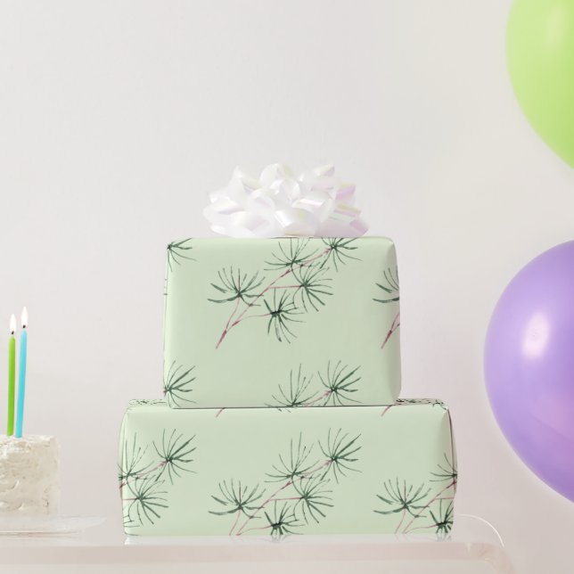 Watercolor Winter Christmas Forest Tree Branch Wrapping Paper (Party Gifts)