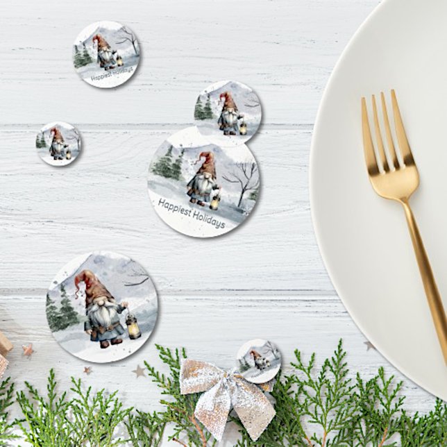 Watercolor Winter Christmas Gnome Confetti (Watercolor Winter Christmas Gnome Confetti)